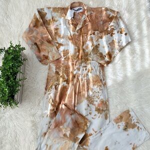 NEW Free People Riverside Tool & Dye Tie Dye Utility Jumpsuit Small